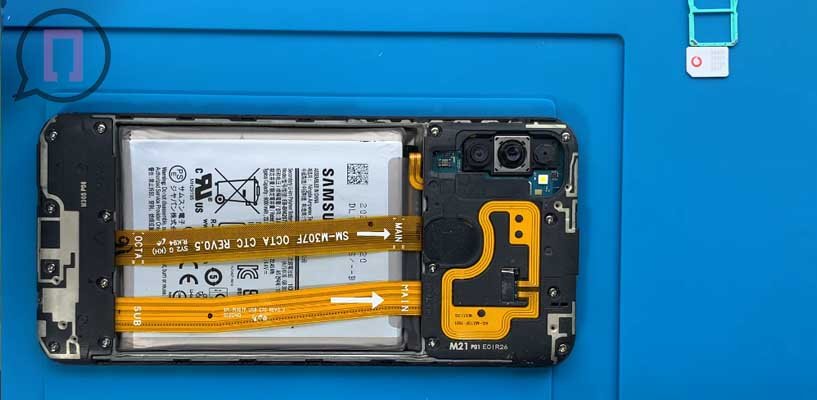 Samsung galaxy m21 со снятой задней крышкой