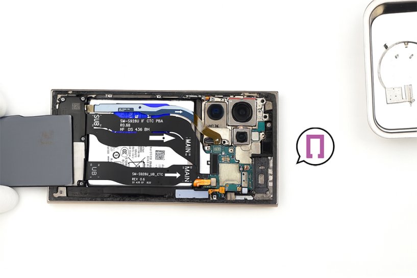 Снятие аккумулятора с Galaxy S24 Ultra
