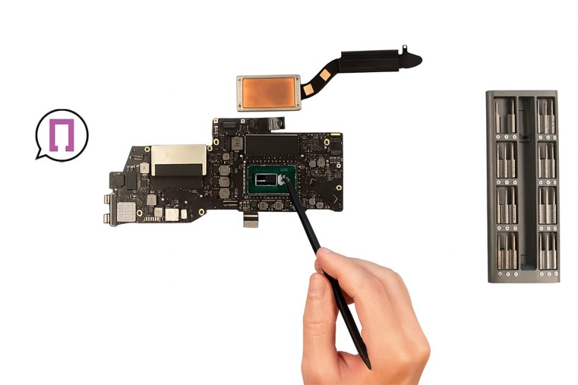 Процесс нанесения термопасты на macBook Pro 13